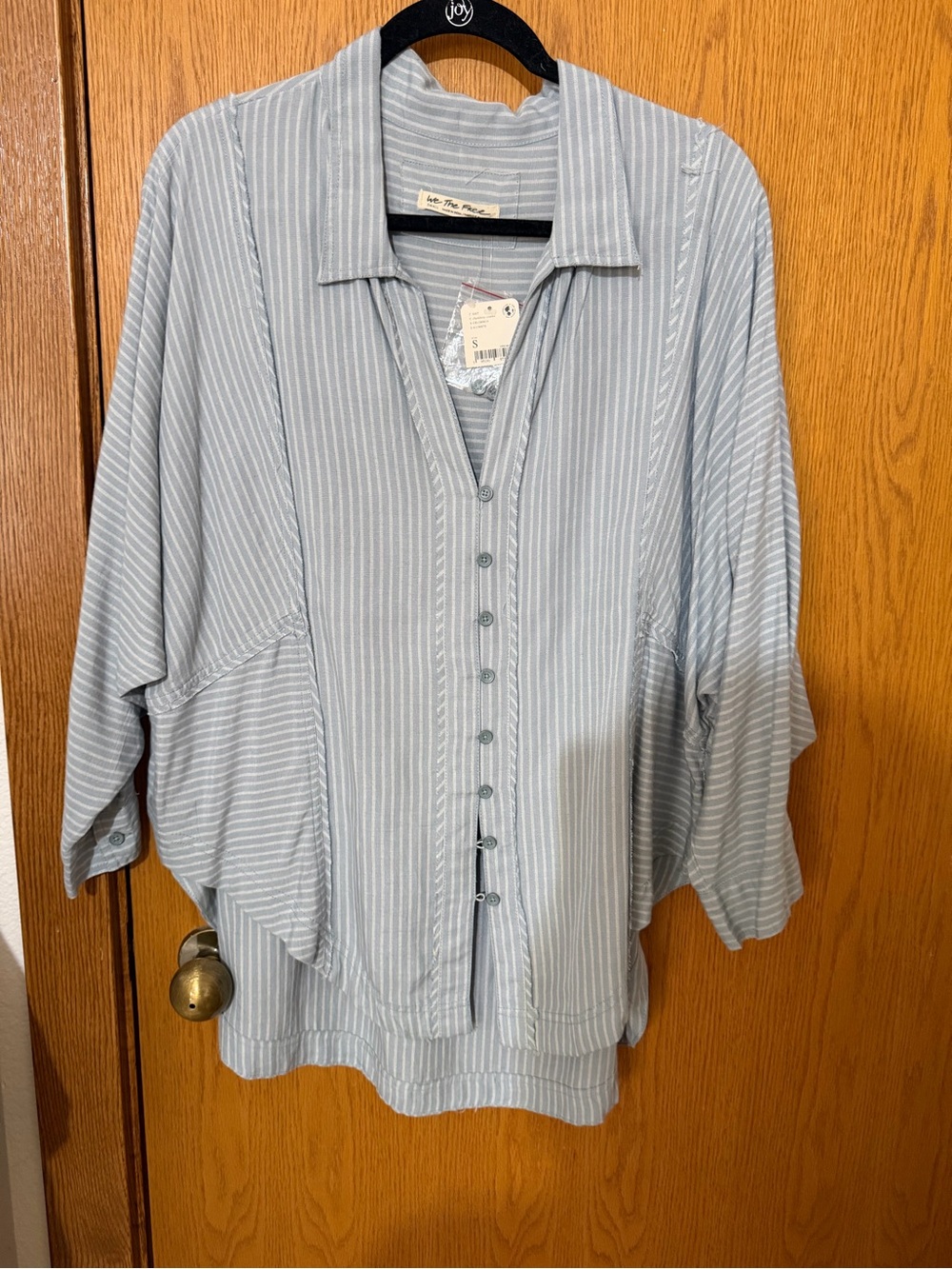 We The Free Blue & White Striped Relaxed Button-Down Shirt